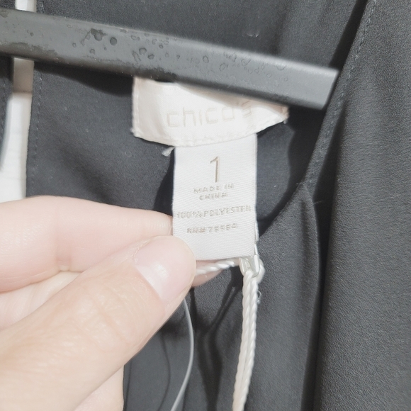 CHICO'S PLEASANT PLEATS SANDRA TANK IN BLACK, SZ 1 - Picture 4 of 9